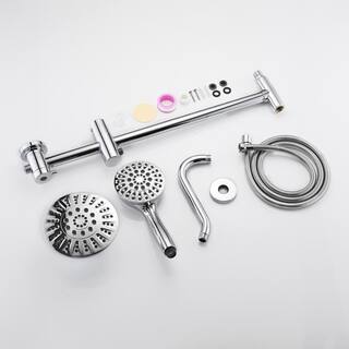 YASINU 6-Spray Multifunction Wall Bar Round Rain Shower Faucet Kit with Handheld Shower in Chrome YNAE132CH