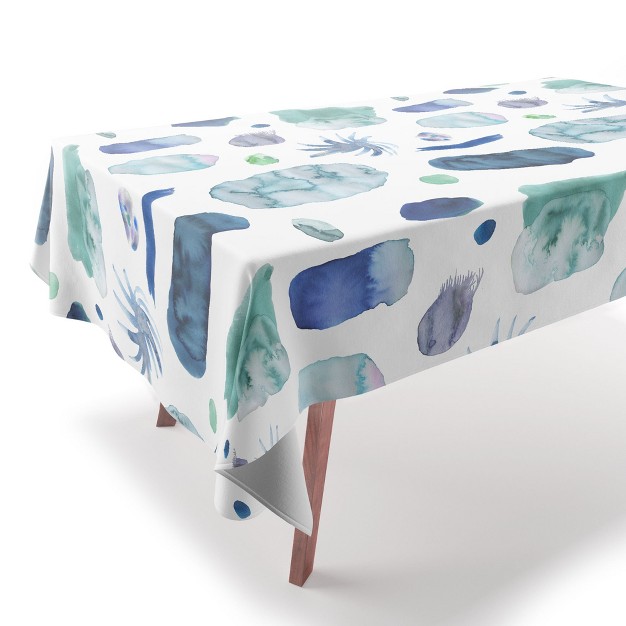 Ninola Design Blue Minimal Strokes Abstract Tablecloth Deny Designs