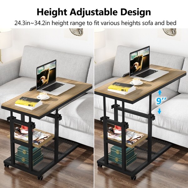 Height Adjustable C Table Mobile Couch Sofa Bedside Laptop Desk