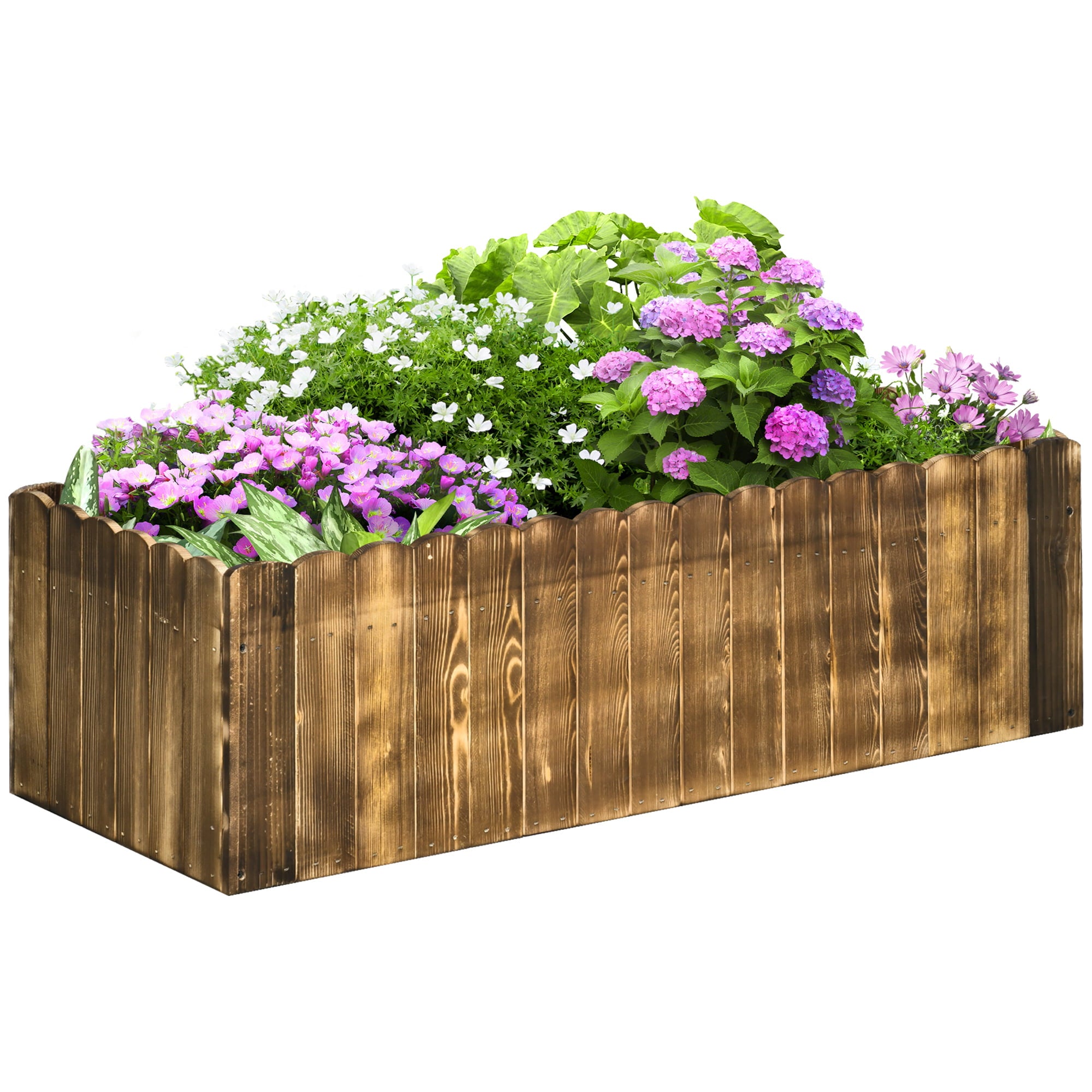 Outsunny Wooden Garden Fir Flower Bed Succulent Plant Vegetables Backyard Grow