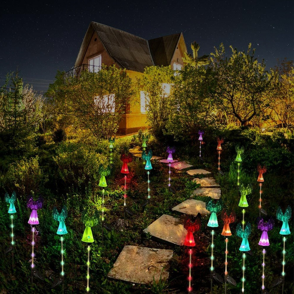 Willstar Christmas Outdoor Garden Light Angel Stake Lights Lawn LED Solar Smart Garden Xmas Party Decor Lamp