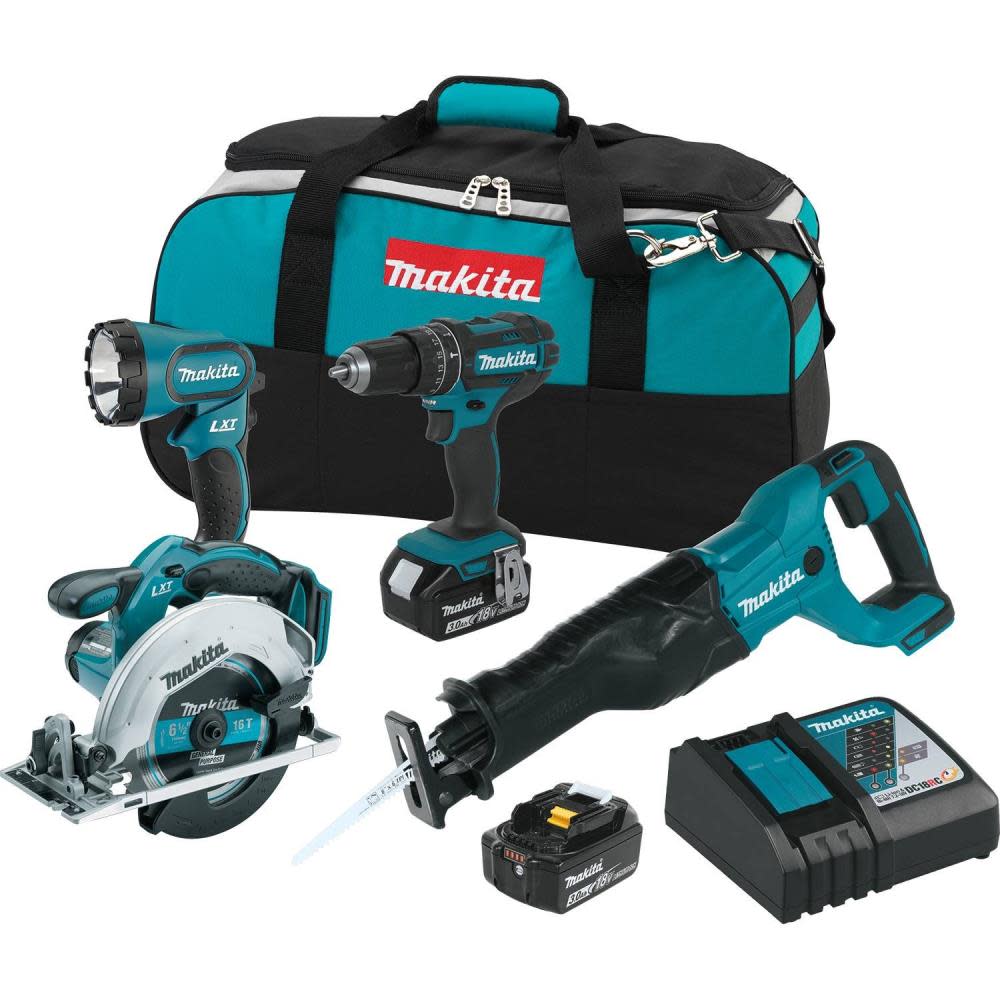 Makita 18V LXT Lithium-Ion Cordless 4-Pc. Combo Kit (3.0Ah) XT442 from Makita