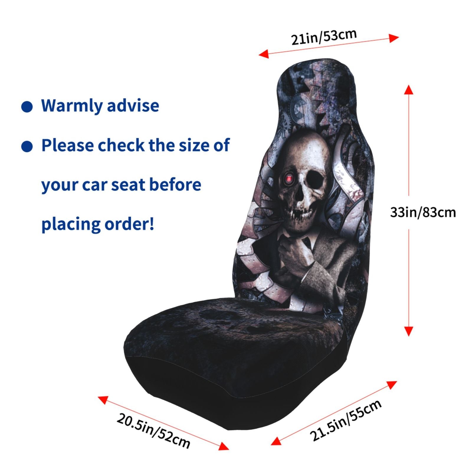 TEQUAN Front Seat Covers， Steampunk Skeleton Gear Pattern 2 Piece Car Seat Cover Fit Most Car SUV Truck Van