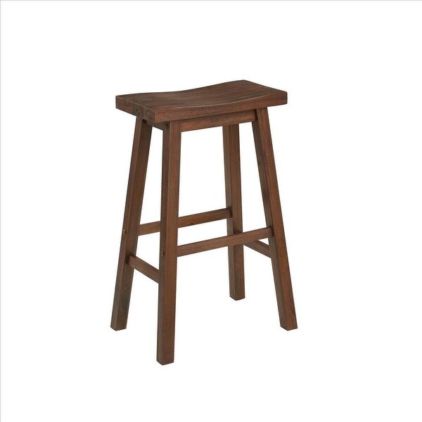 Saddle Design Wooden Barstool with Grain Details - 29.25 H x 17.75 W x 10 L Inches