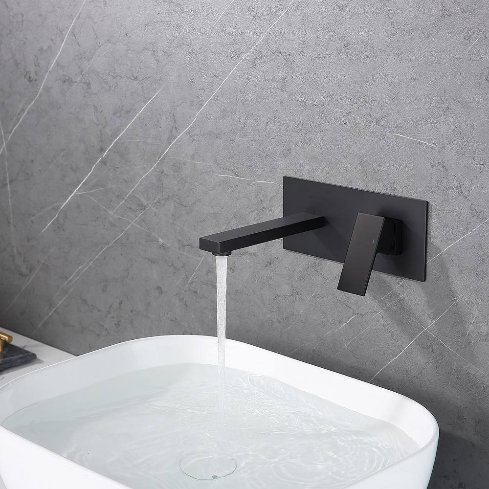 GIVING TREE Single Handle Straight Spout Wall Mounted Bathroom Faucet in Matte Black XLHDDFAR0016