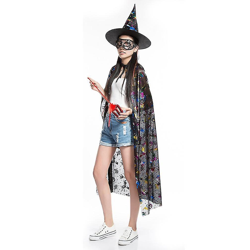 3 Pcs Halloween Cloak Set Cosplay Witch Poncho Devil Cape Party Show Costume