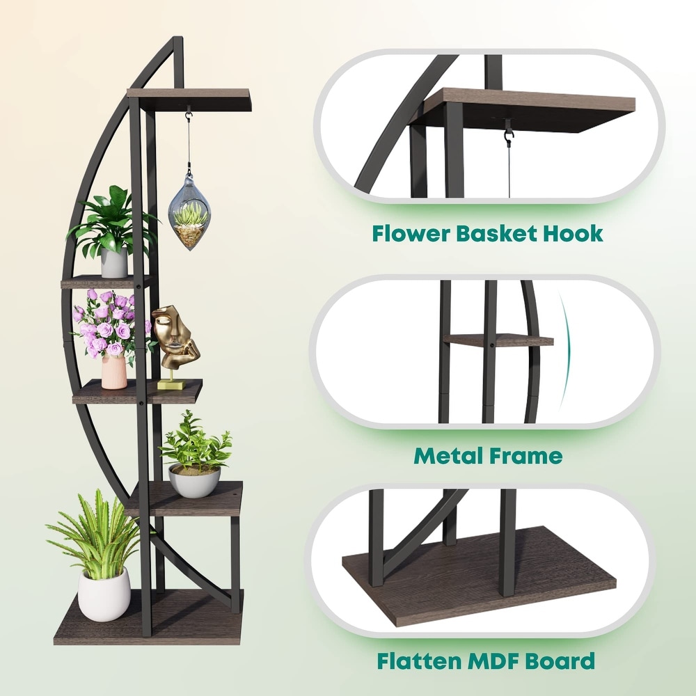 EROMMY Metal Plant Stand for Indoor Plants Multiple  Plant Shelf for Planter Display  Half Moon Plant Stand for Balcony