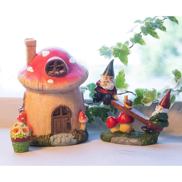 Juvale 7 Piece Set Mini Garden Gnome Fairy Village House Statue Set Whimsical Home D cor