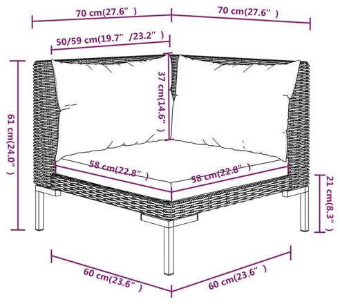 vidaXL Patio Lounge Set Outdoor Sectional Sofa 12 Piece Poly Rattan Dark Gray   Tropical   Outdoor Sofas   by vidaXL LLC  Houzz