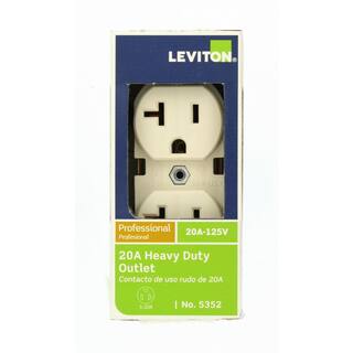 Leviton 20 Amp Industrial Grade Heavy Duty Self Grounding Duplex Outlet Light Almond R76-05352-0TS