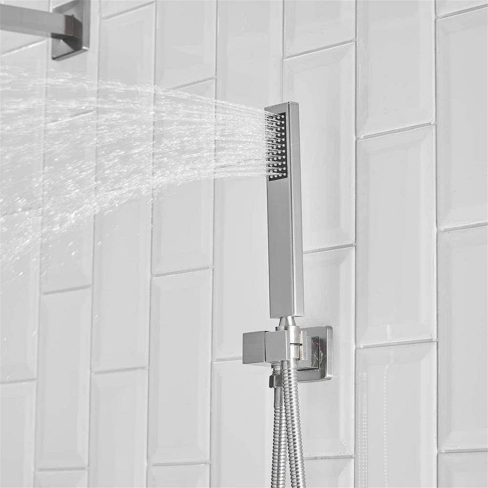 FLG Single Handle 1 -Spray Tub and Shower Faucet 1.8 GPM 12 in. Shower System with Sprayer Valve Included in Brushed Nickel LE-0238-BN-12