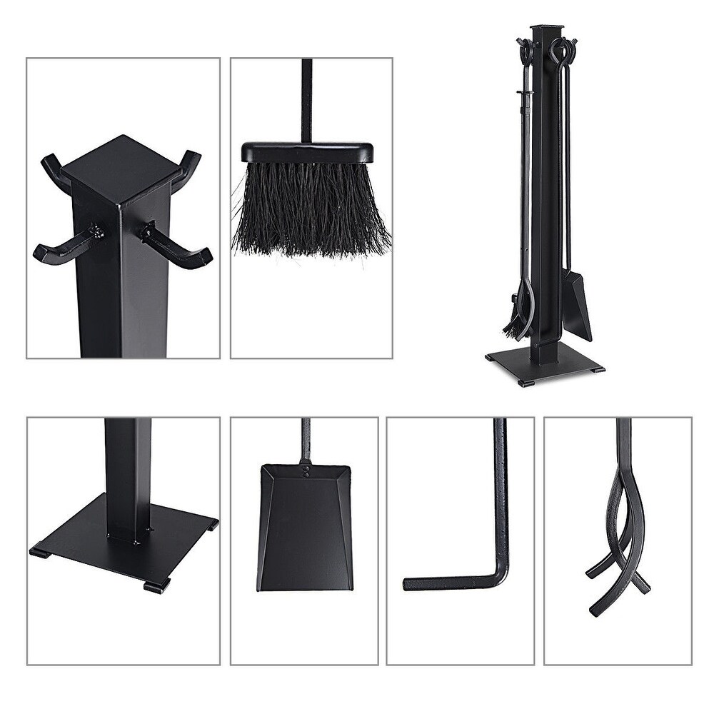 Costway 5 Pieces Fireplace Tools Set Iron Fire Place Tool set Stand