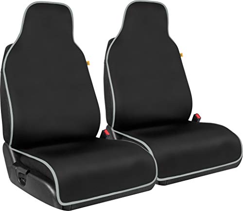 Caterpillar Waterproof Automotive Seat Covers for Cars Trucks and SUVs， 2 Pack – Durable Neoprene Seat Protectors for Front Seats， Black Seat Covers with Gray Trim