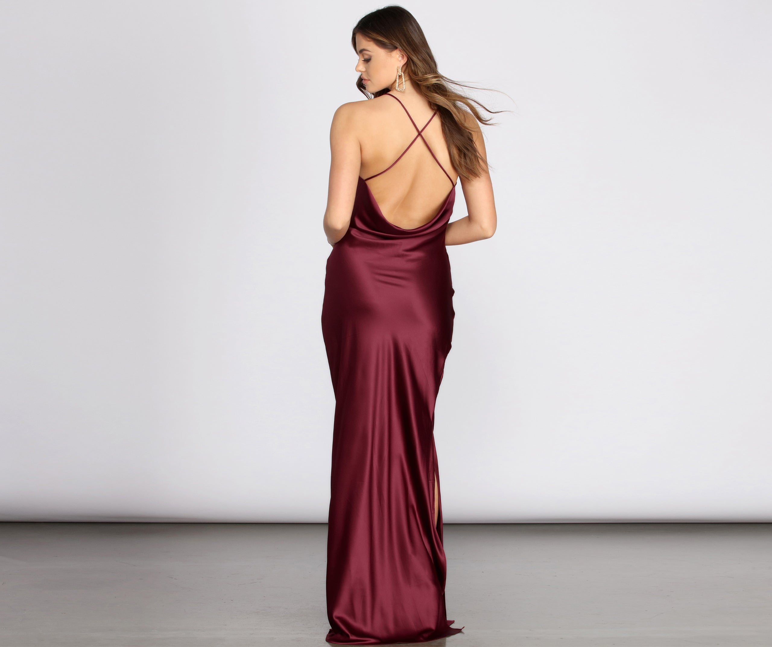 Chantel Cowl Back Satin Dress