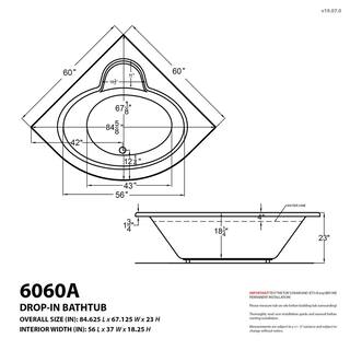 Universal Tubs Jasper Diamond 5 ft. Acrylic Corner Drop-in Air and Whirlpool Bathtub in White HD6060ADRX