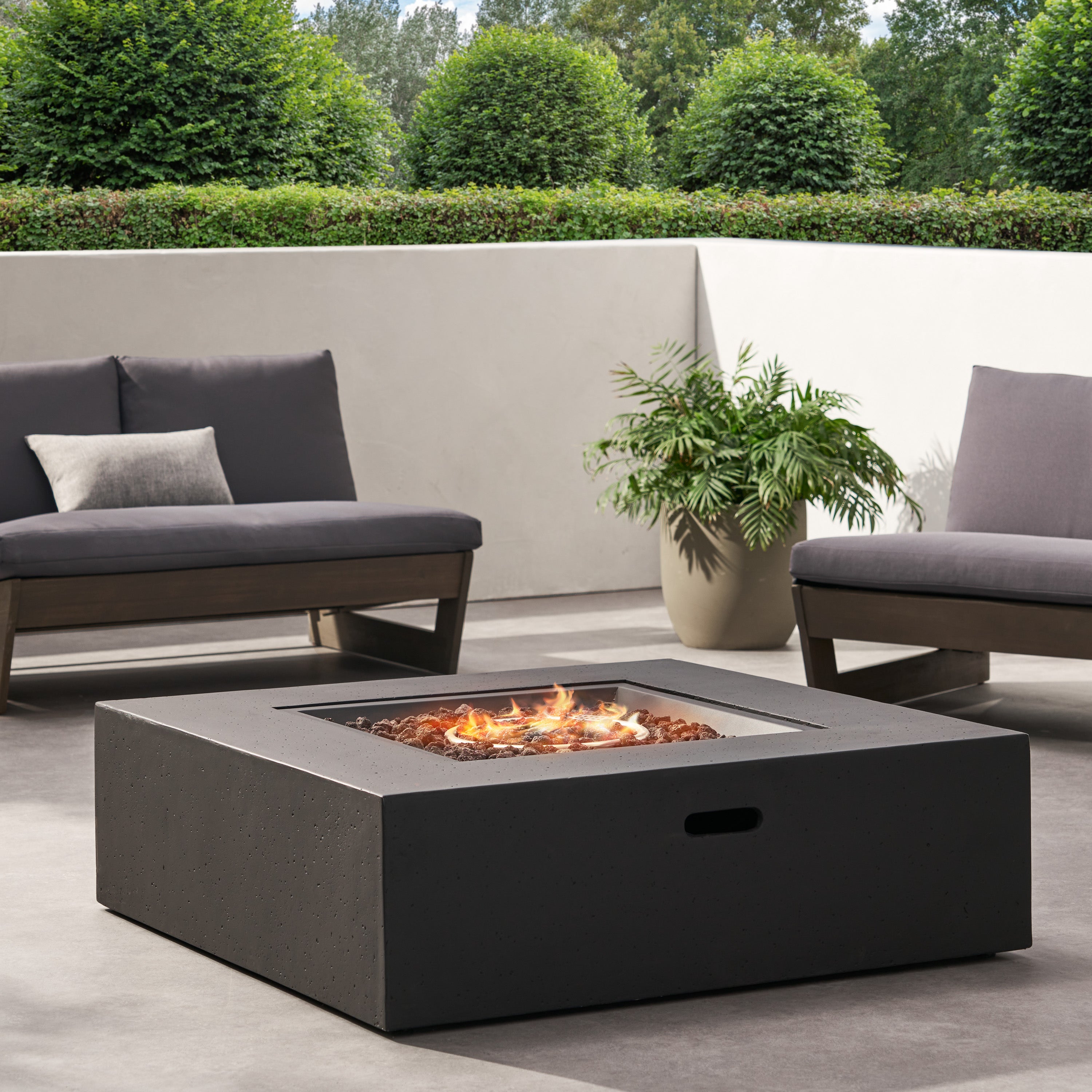 Hearth Outdoor 50,000 BTU Lightweight Concrete Square Fire Pit (No Tank Holder)