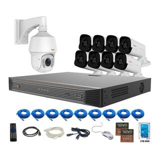 Revo Ultra Commercial Grade 16-CH 4K 3TB Smart NVR Video Surveillance System with 8 4MP Bullet and 22x PTZ Cameras RU162PTZBNDL-1