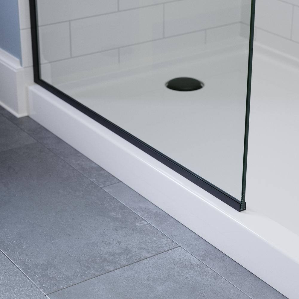 Delta Amal 34 in. W x 72 in. H Frameless Shower Door Screen in Matte Black with 38 in. (10 mm) Clear Glass SD8ASCL-MB-R