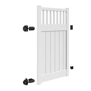 Barrette Outdoor Living Rainier 4 ft. x 6 ft. White Vinyl Closed Picket Fence Gate 73040166