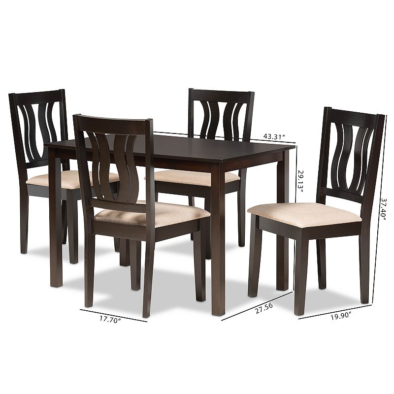 Baxton Studio Fenton Dining Table and Chair 5-piece Set