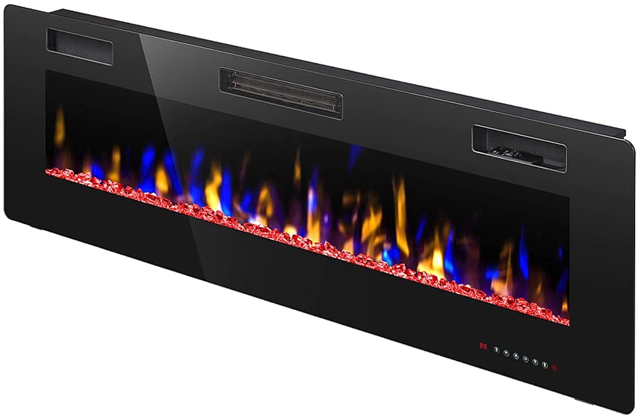 YUKOOL 42" Electric Fireplace, Embeded insert/Wall Mount, Adjustable Flame, Remote