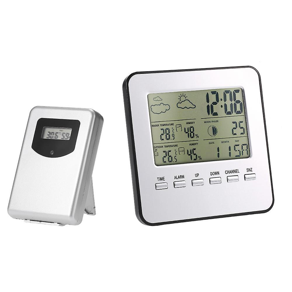 Multi-functional Wireless Weather Station Clock Lcd Digital Indoor Outdoor Thermometer Hygrometer Calendar Alarm Moon Phase Display