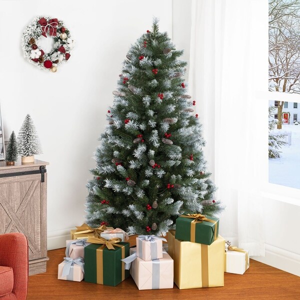 Vancouver Artificial Christmas Tree，Prelit Christmas Tree，PreDecorated Spruce Christmas Trees with Tips and Lights