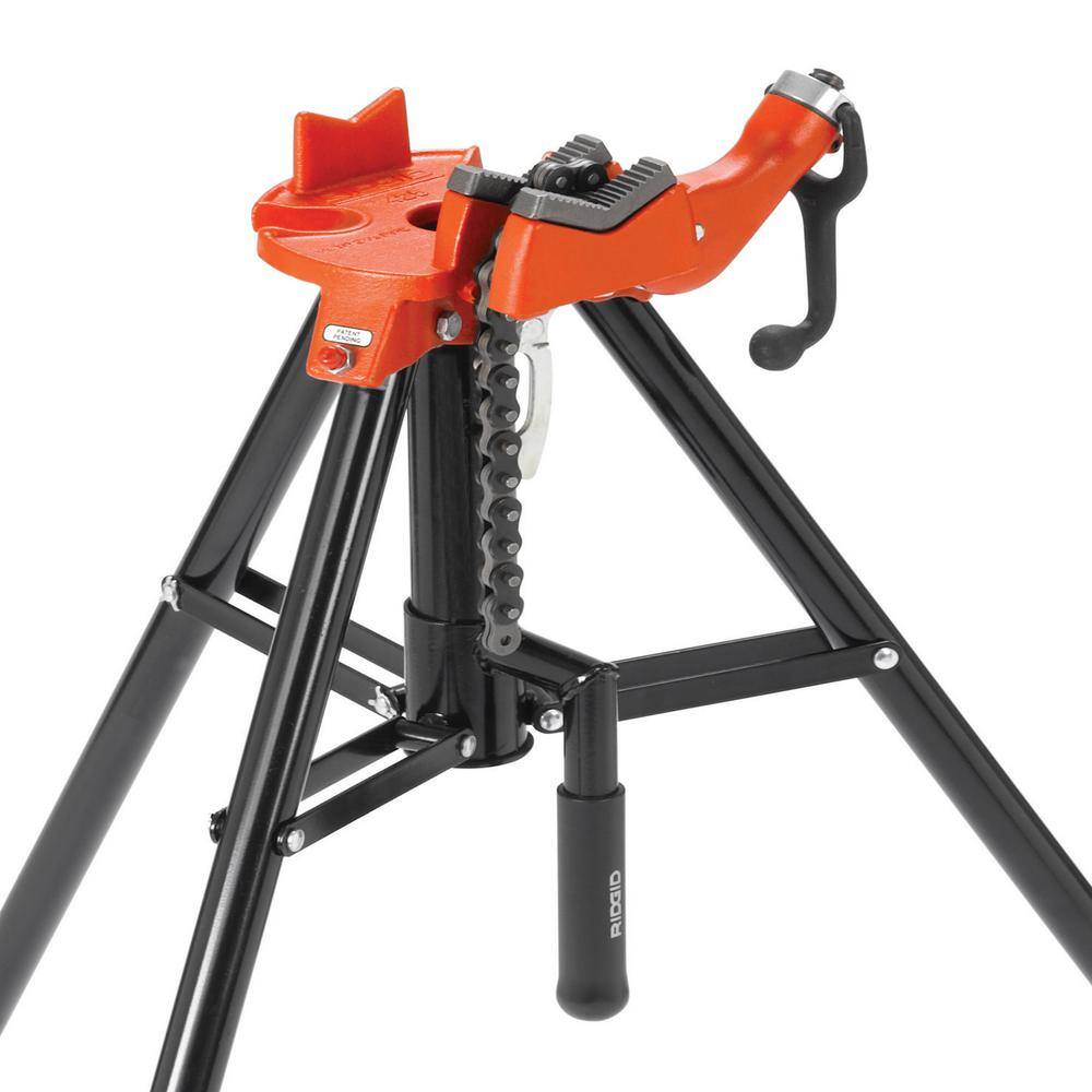 RIDGID 18 in. to 2-12 in. Pipe Capacity Portable TriStand Chain Vise with Integrated Folding Legs  Carry Handle Model 425 16703