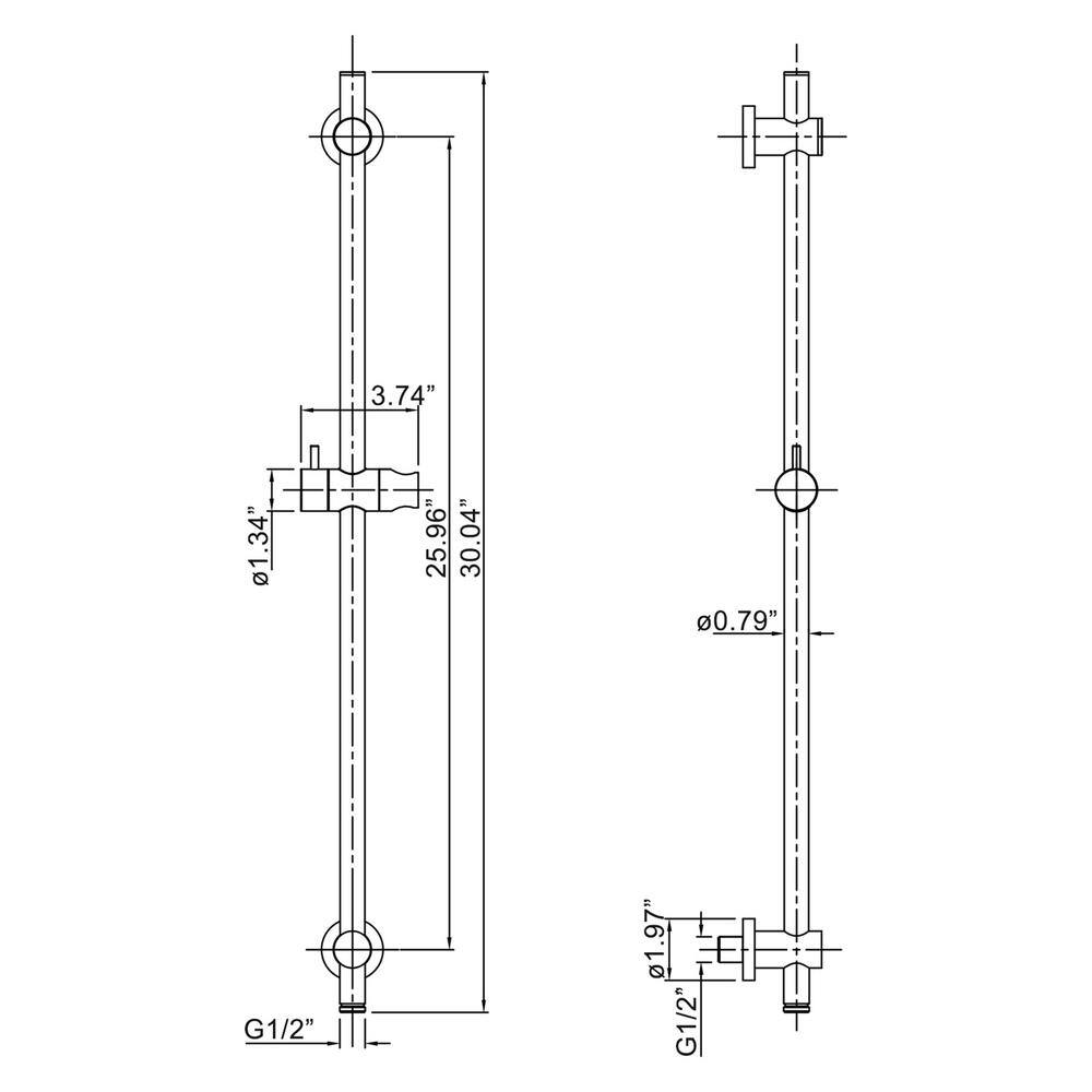 Fapully Wall Mount Handheld Shower Head with Adjustable Slide Bar in Matte Black HSJ-0012B