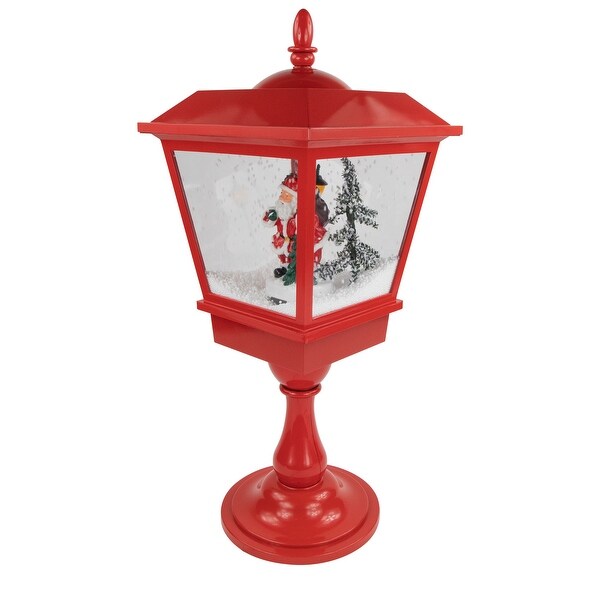 25.25 Red Musical Santa Claus Snowing Table Top Christmas Street Lamp