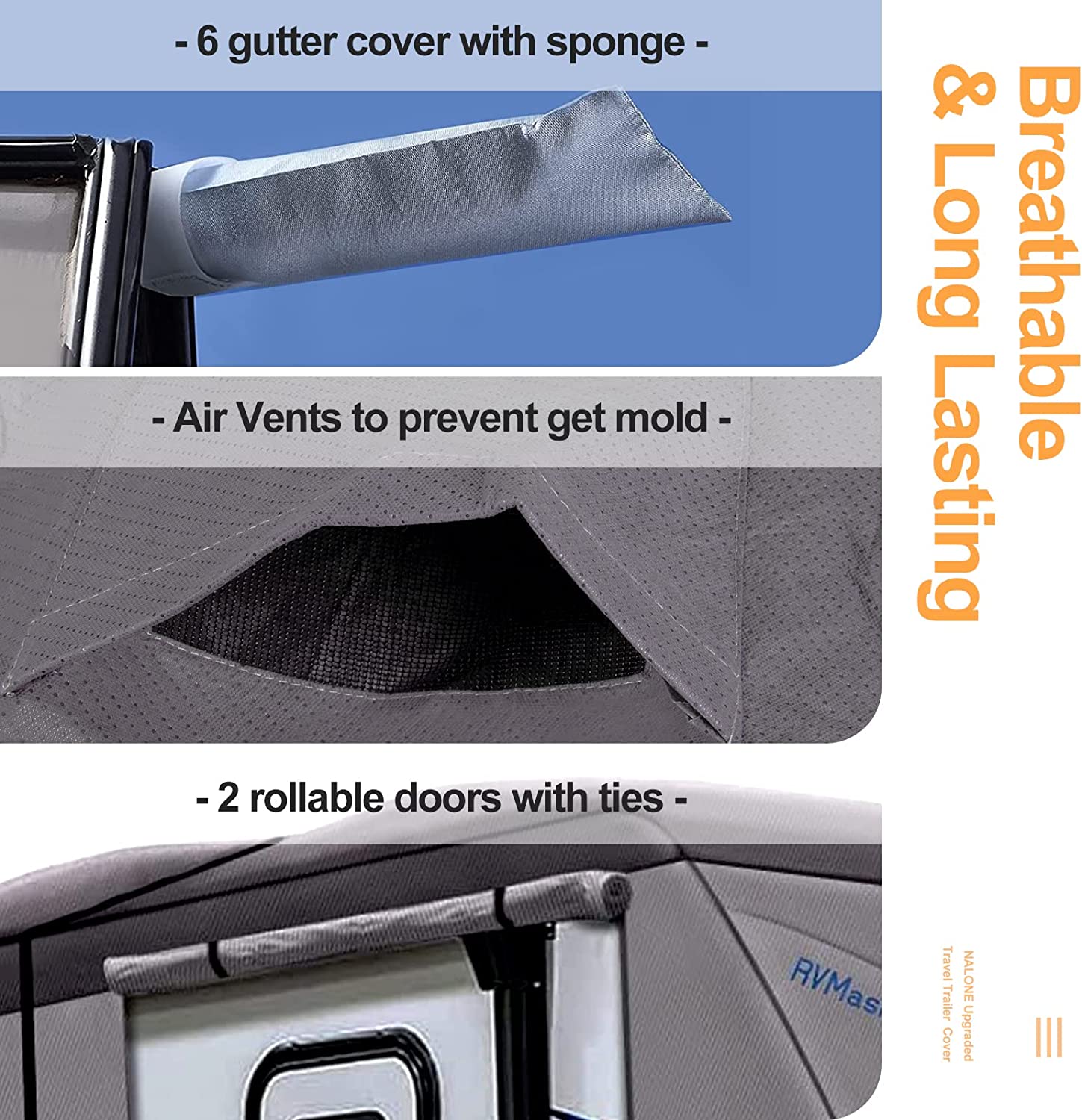 NALONE 6 Layers RV Cover Heavy Duty Travel Trailer Cover fit for 24'-27'， Anti-UV Windproof Camper Cover， Ripstop Extra Thick Motorhome RV Cover