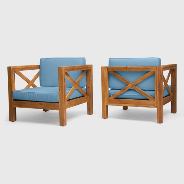 Brava 2pk Acacia Wood Club Chairs Christopher Knight Home