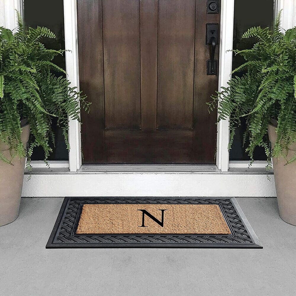 A1HC Paisley Border Rubber and Coir Large Heavy Duty Outdoor Monogrammed Doormat  23\