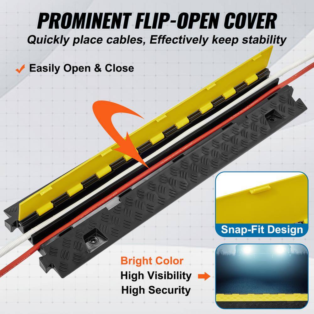 VEVOR 36.14 in. x 9.84 in. Cable Protector Ramp 2 Channel 22000lbs. Load Raceway Cord Cover TPR Speed Bump for Traffic(5-Pack) SK52WH1211TPU2ZI9V0