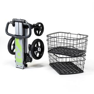 Scout Cart Scout Fold Cart with Removable Baskets Transport Tray Swivel-Front and 10 in. Rear Wheels Rubber Tires SCV2T