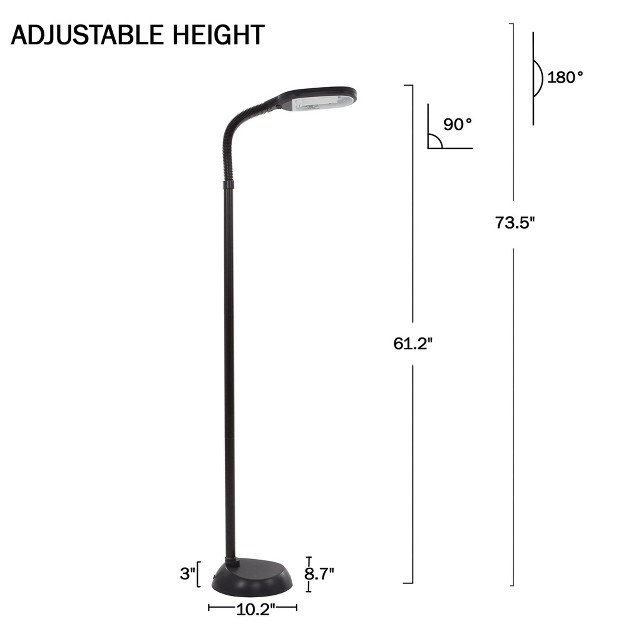 Hastings Home Adjustable Floor Lamp 6ft Full Spectrum Natural Sunlight Lamp With Bendable Neck