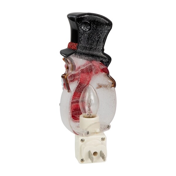 6.5 White and Red Snowman in Black Top Hat Christmas Night Light