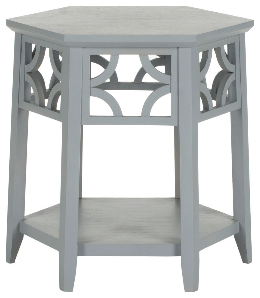 Dot Hexagon End Table Pearl Blue Gray   Transitional   Side Tables And End Tables   by AED Luxury Home Decor  Houzz