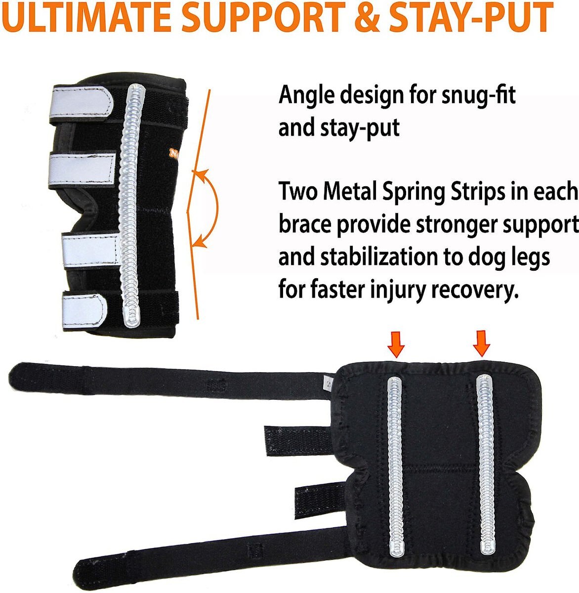 NeoAlly Rear Leg Metal Spring Support Dog Brace， 2 count