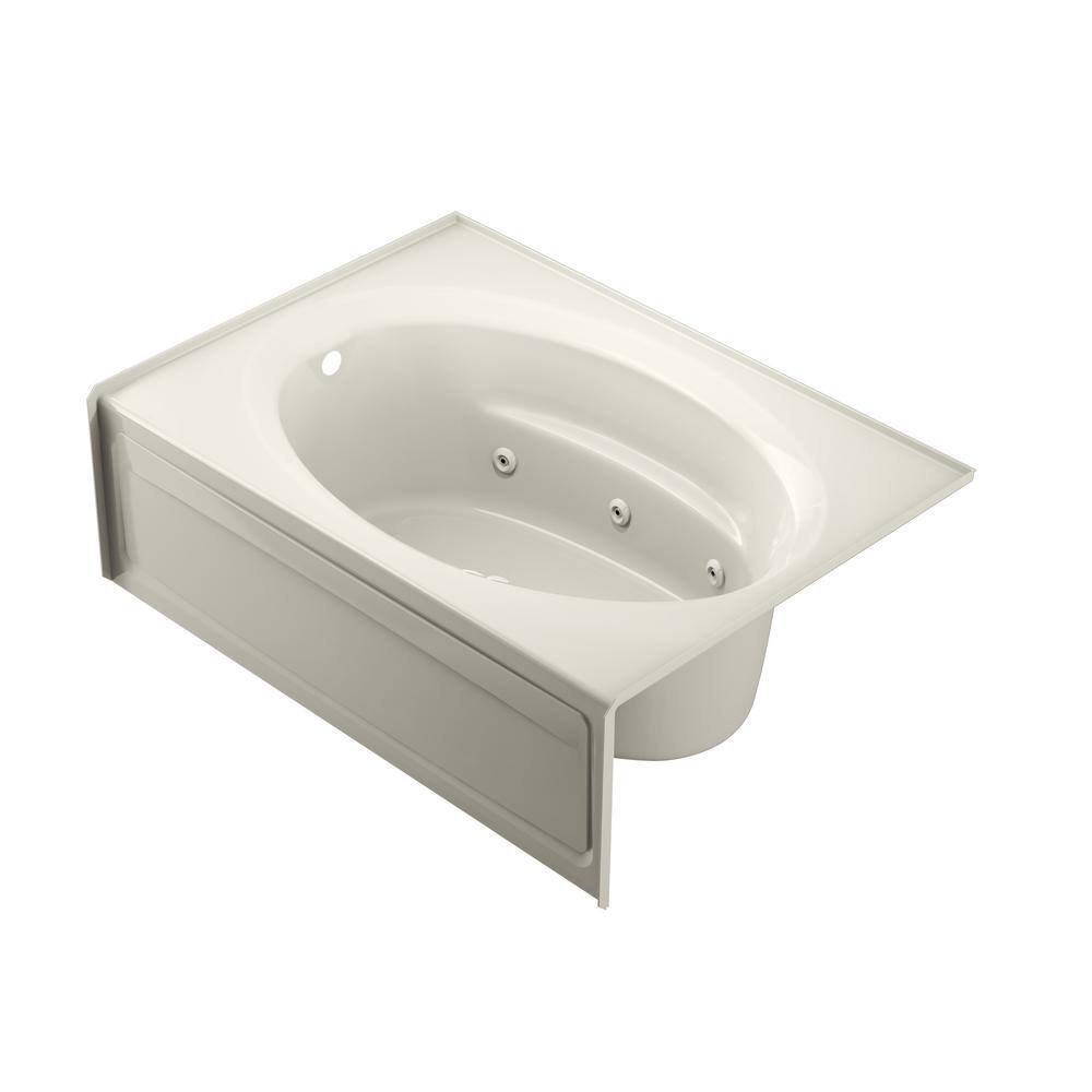 JACUZZI PROJECTA 60 in. x 42 in. Acrylic Left Drain Oval in Rectangle Alcove Whirlpool Bathtub in Oyster R4S6042WLR1XXY