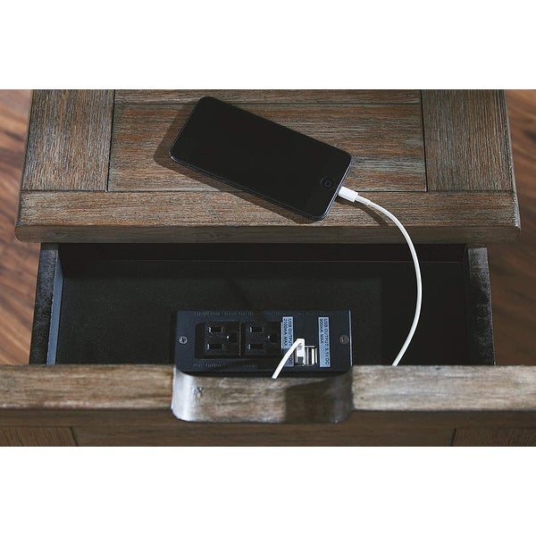 Signature Design by Ashley End Table with Pull-Out Tray and USB Ports