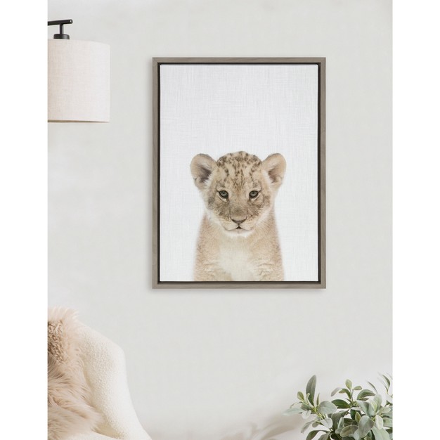 X 24 quot Sylvie Baby Lion Color Framed Canvas By Simon Te Of Tai Prints Gray Kate amp Laurel All Things Decor