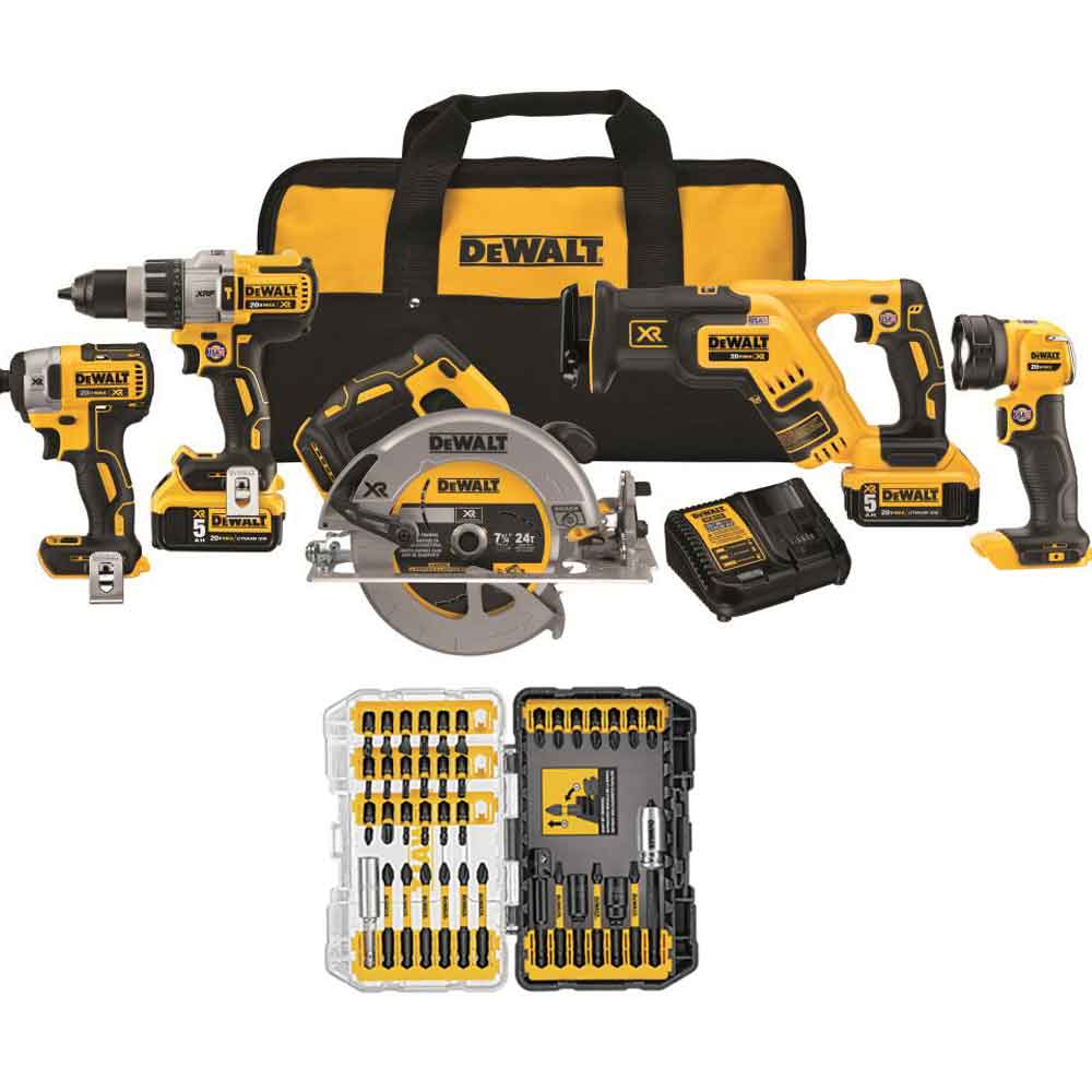 20 V MAX XR Li-ion 5-Tool Combo Kit with 40-Piece Impact Ready Screwdriving Set