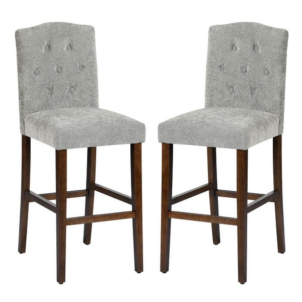 Set of 2 Traditional Upholstered High Stools，