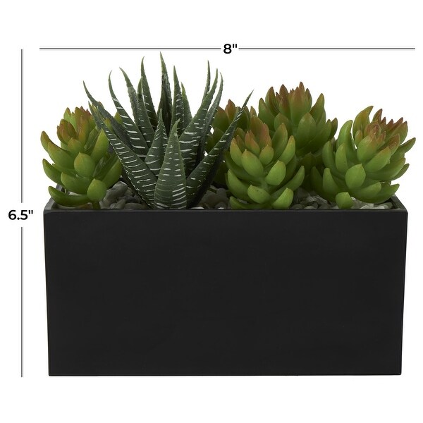 Green Faux Foliage Artificial Plant with Black Melamine Pot