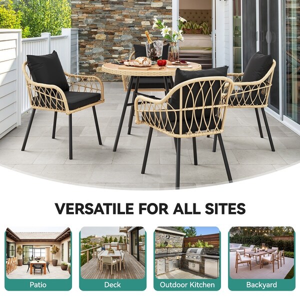 Moasis 4Person Patio Bistro Set Wicker Dinner Table Set