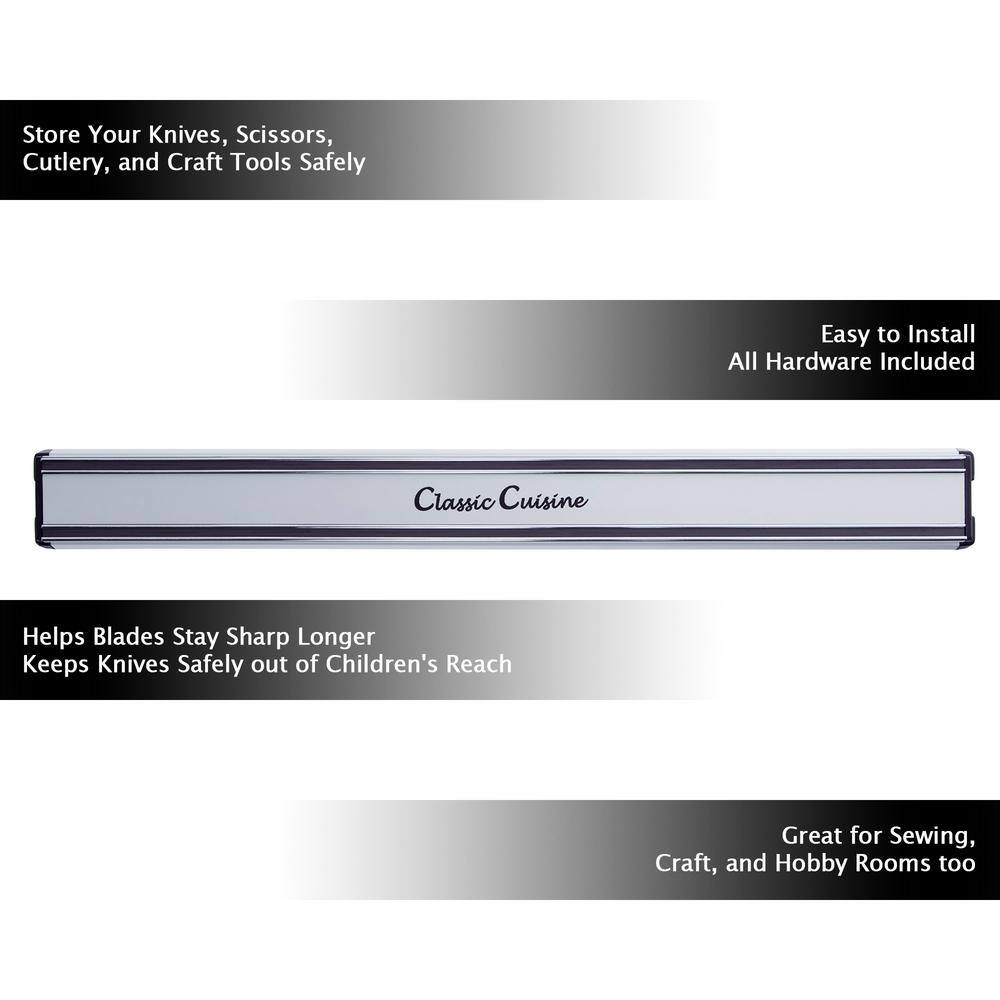 Classic Cuisine 16. in. Stainless Magnetic Aluminum Bar Storage Strip M030201