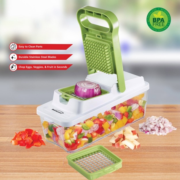 Brentwood Food Chopper And Vegetable Dicer With 6 75 Cup Storage Container In Green