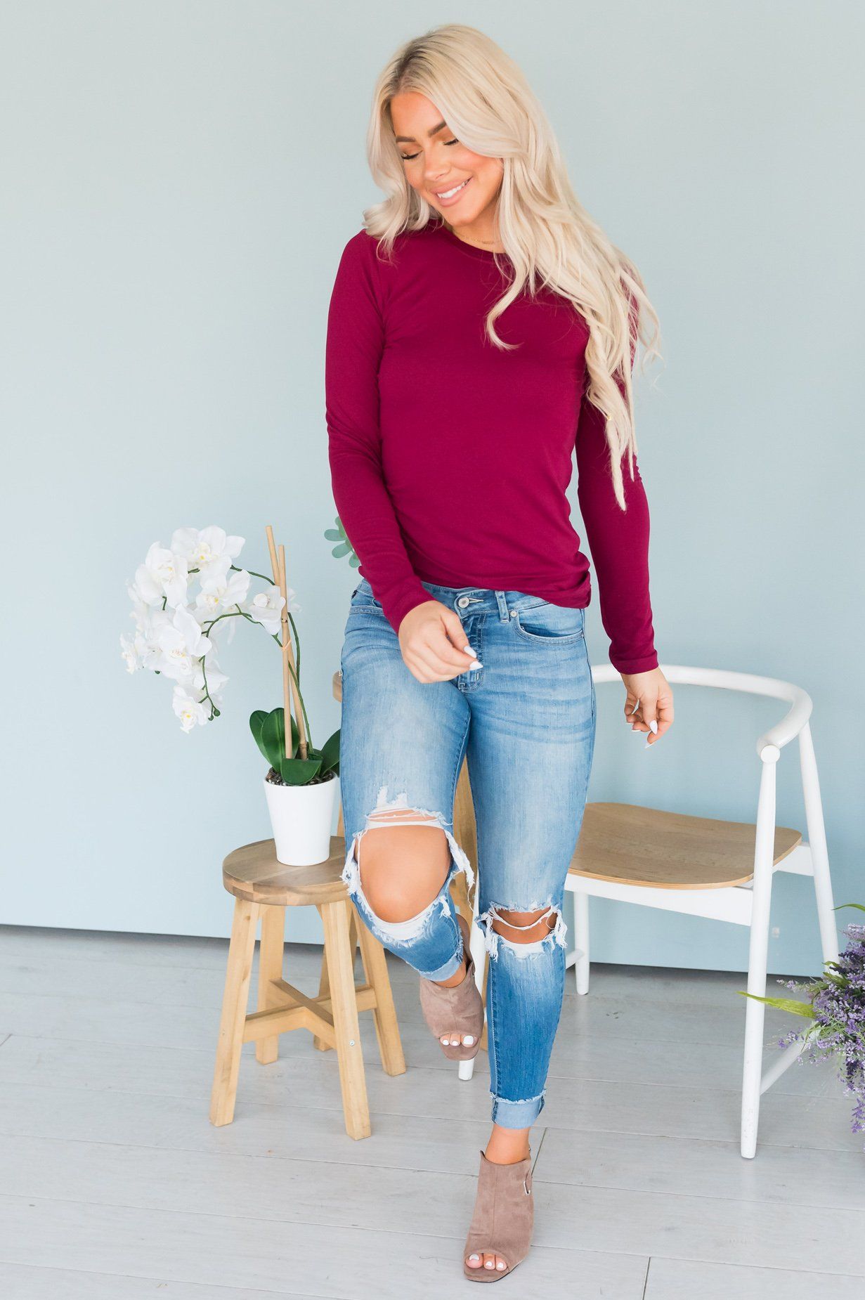 Simple Stunner Modest Long Sleeve Shirt