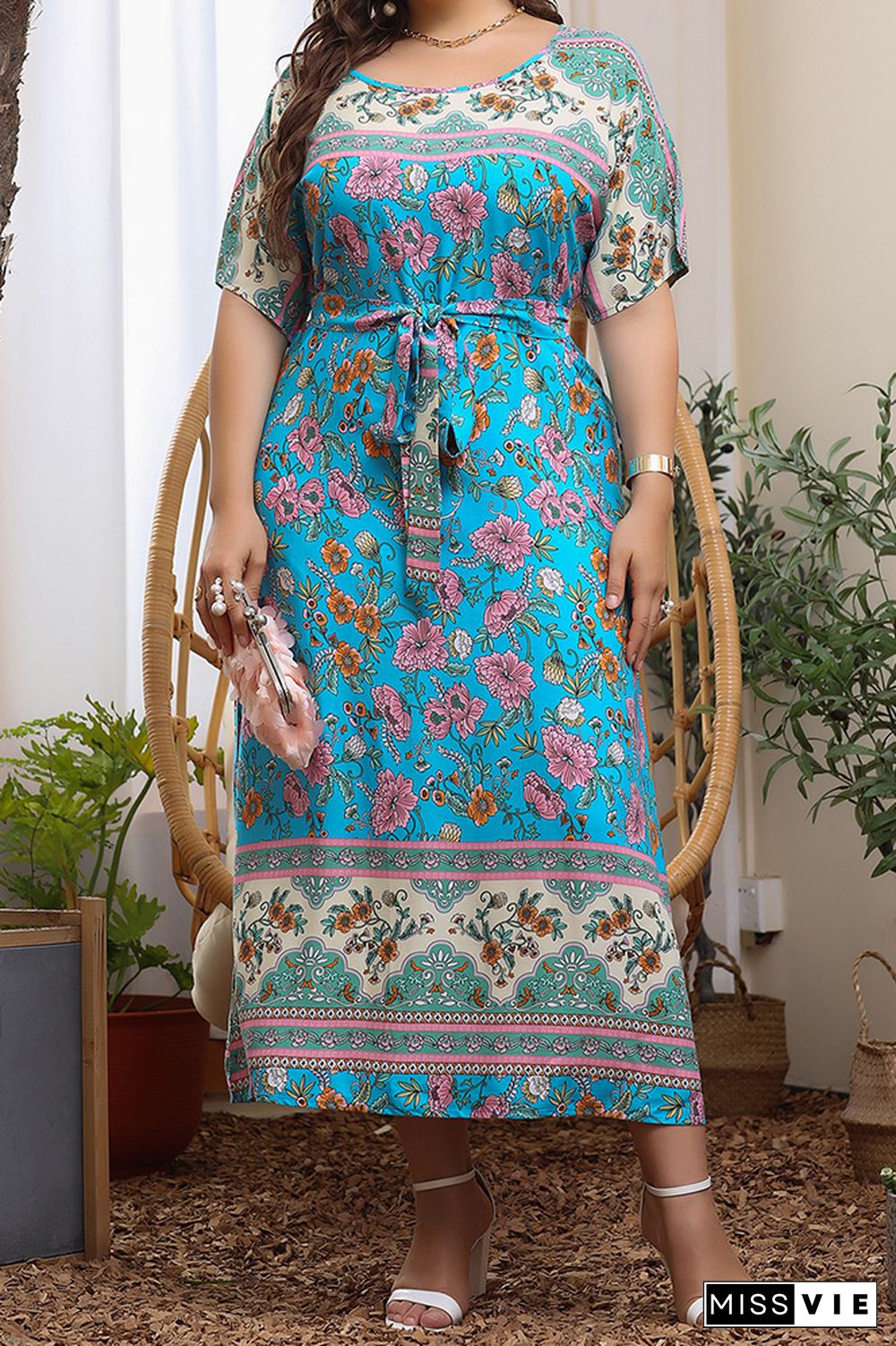 Plus Size Boho Floral Dress